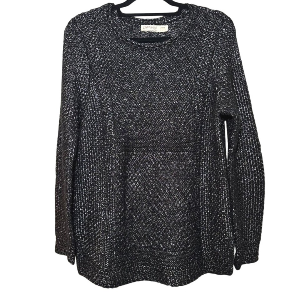 Faded Glory Black and Silver Sweater Size L Acrylic Poly Blend - Picture 1 of 7